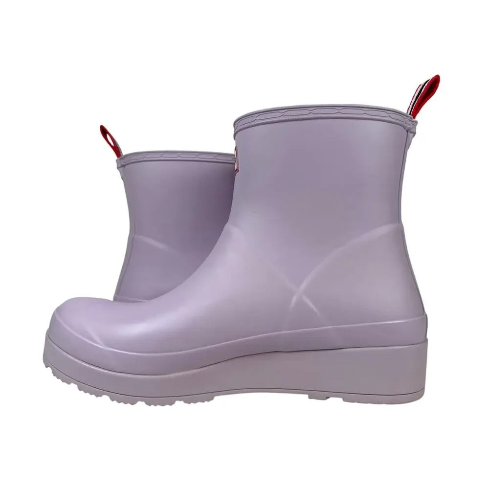 Hunter Play Short Rain Boots Womens 9 Black‎ WP Rubber Tempered Mauve Purple